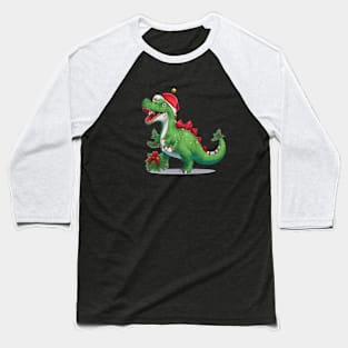 Funny Santa Dinosaur Baseball T-Shirt